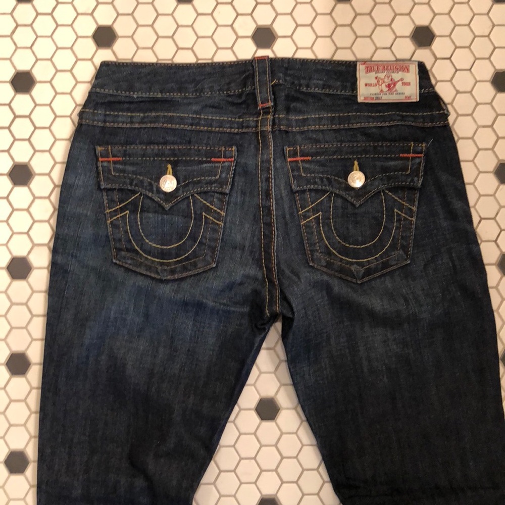 TRUE RELIGION BILLY JEANS ladies dark wash 29 x 33
